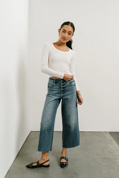 Audrey Ribbed Top in White - FINAL SALE
