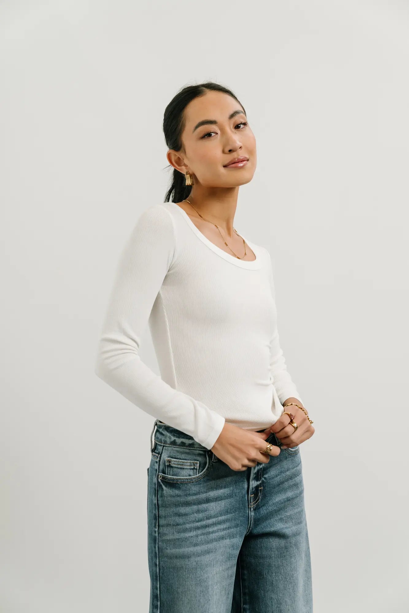 Audrey Ribbed Top in White - FINAL SALE