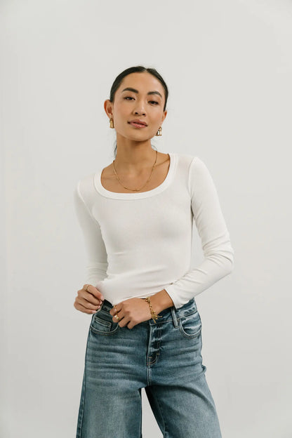 Audrey Ribbed Top in White - FINAL SALE