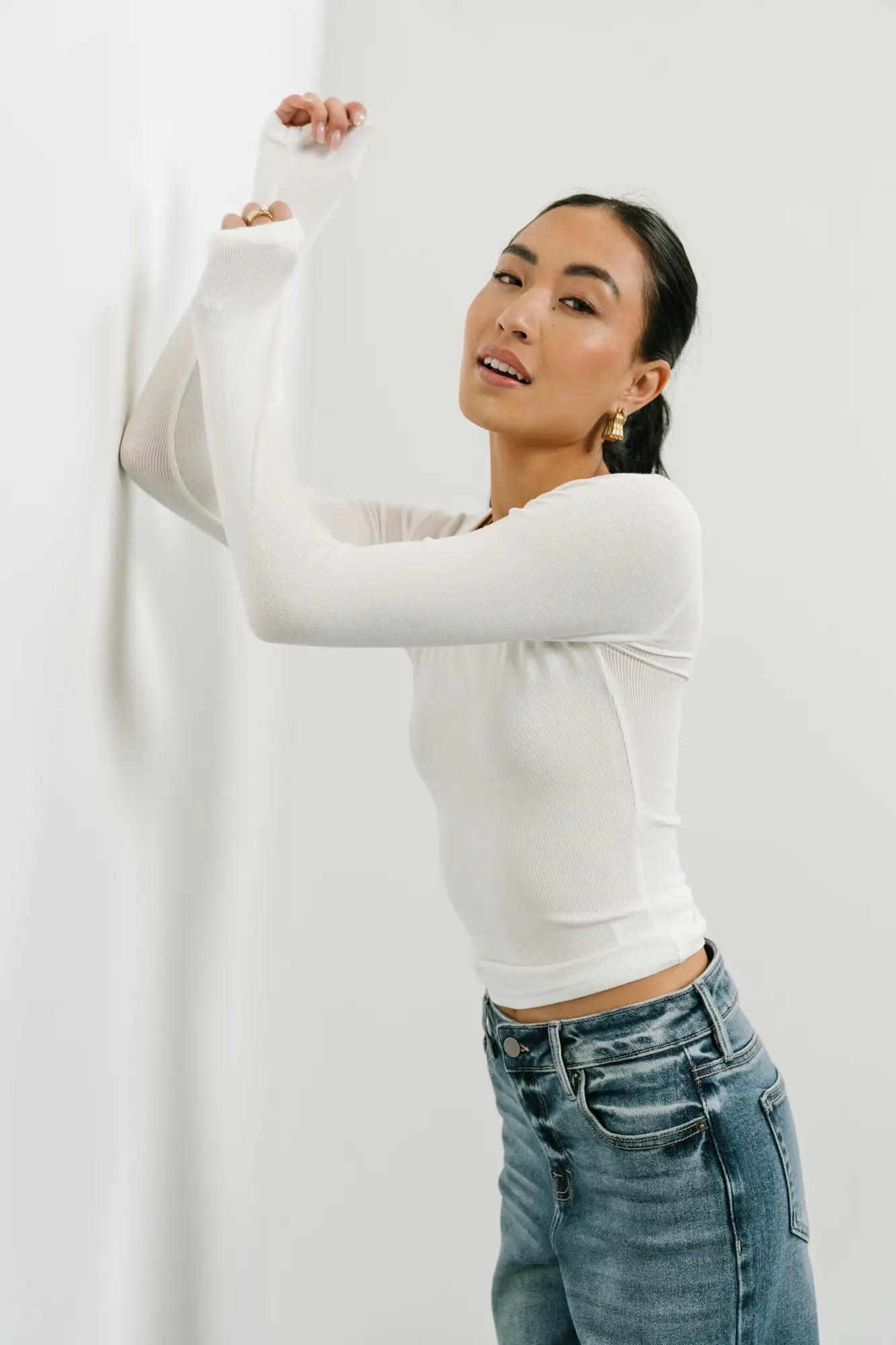 Audrey Ribbed Top in White - FINAL SALE