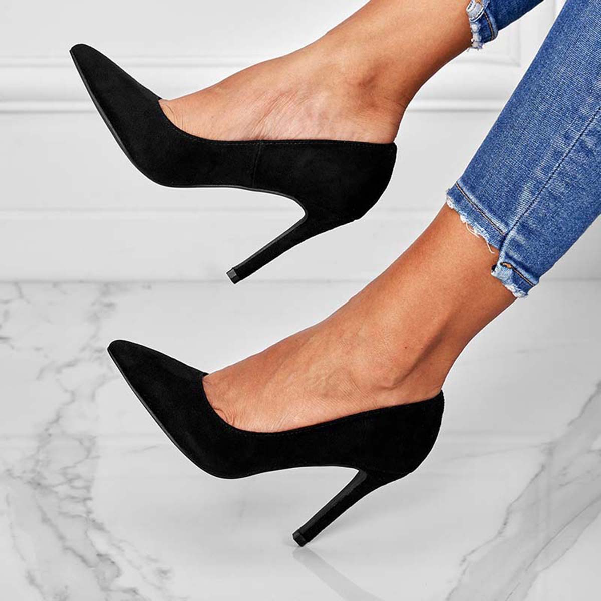 Classic Pointed Toe Stiletto Pumps Slip on High Heel Dress Shoes