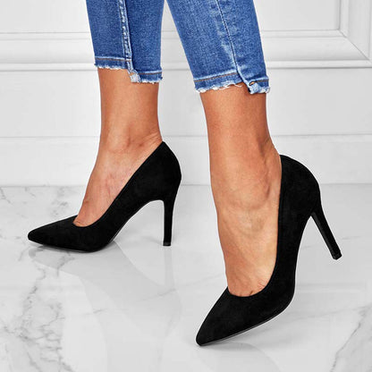 Classic Pointed Toe Stiletto Pumps Slip on High Heel Dress Shoes