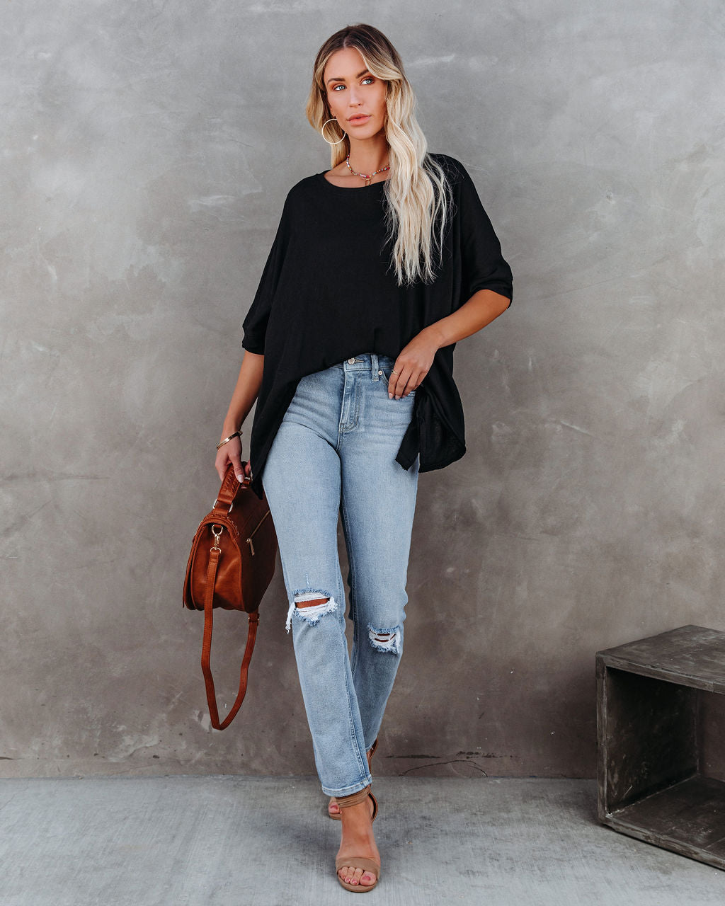 Effortless Cotton Blend Tee - Black