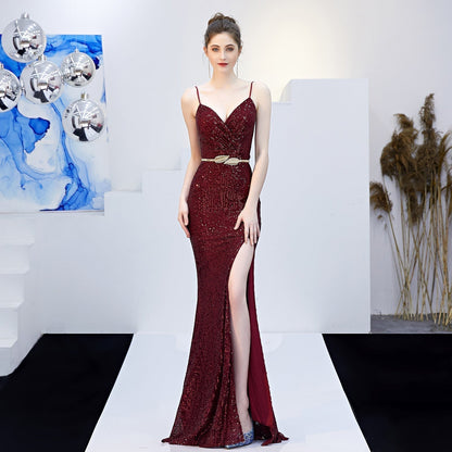 Emma sequined Formal slit dress