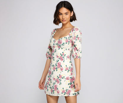 Floral Frenzy Off The Shoulder Skater Dress