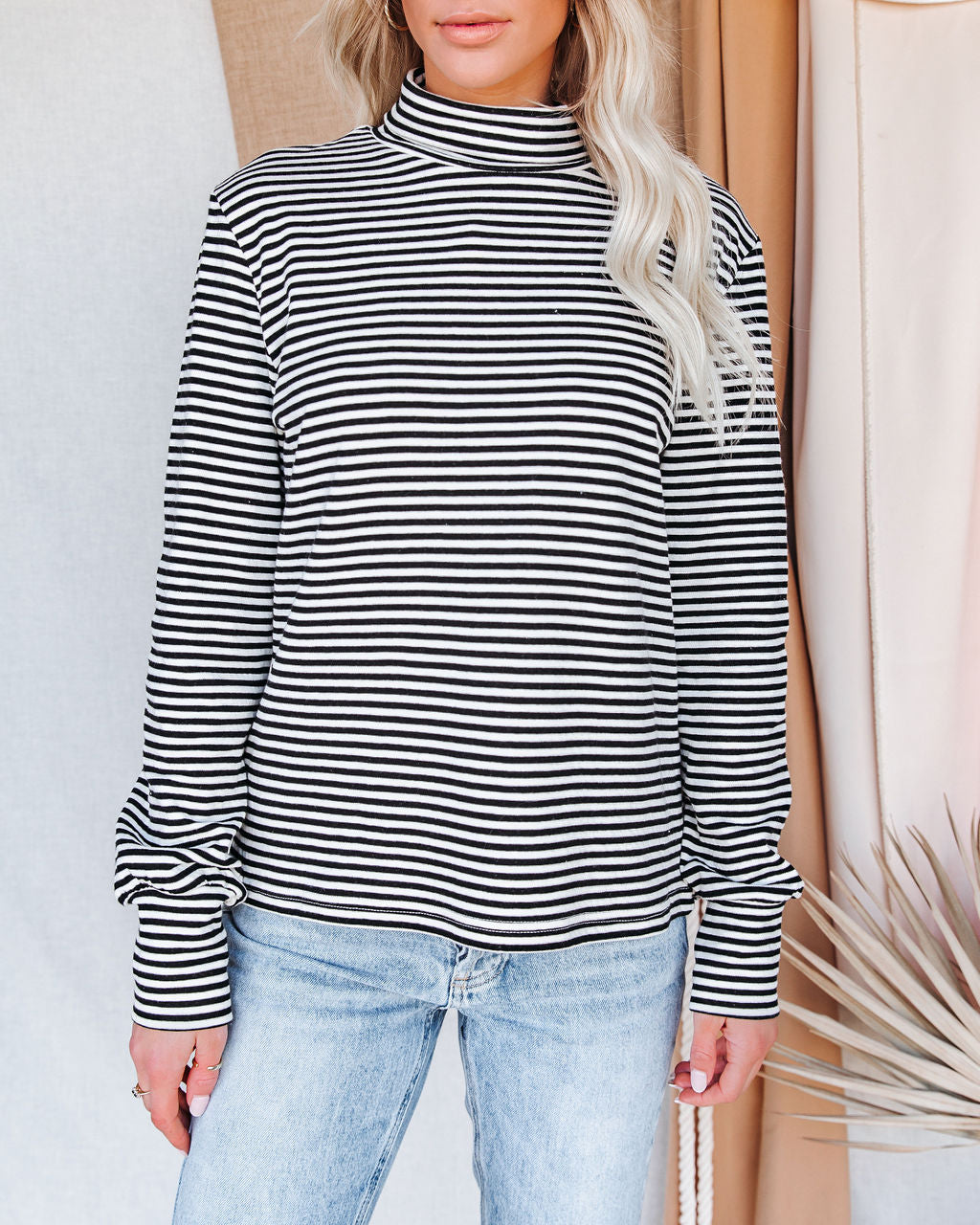 Franklin Cotton Striped Turtleneck Top