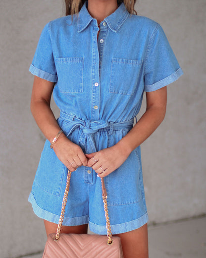 Brooklyn Denim Pocketed Romper