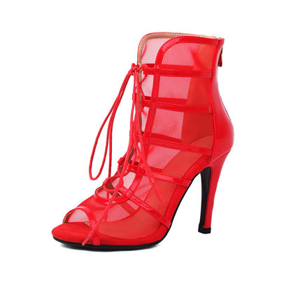 Fashionable Mesh Boots Fish Mouth Stiletto High Heels