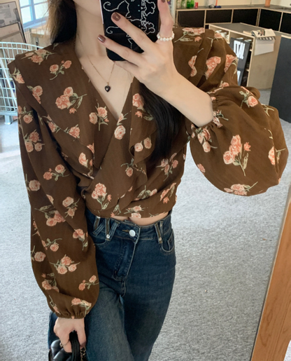 Frosted Cranberry Floral Peplum Blouse