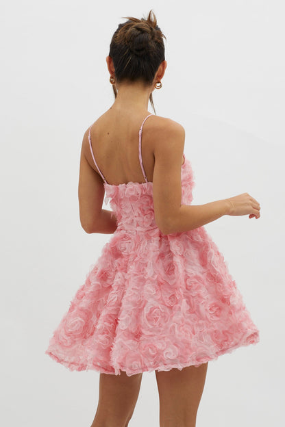 Mariela Floral Embellished Mini Dress Pink