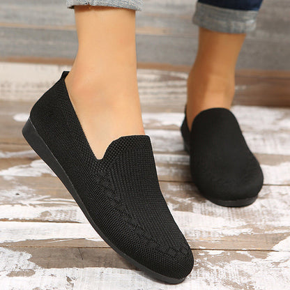 Casual Knitted Solid Color Flats