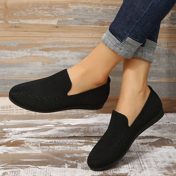 Casual Knitted Solid Color Flats