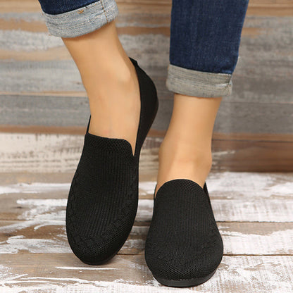 Casual Knitted Solid Color Flats