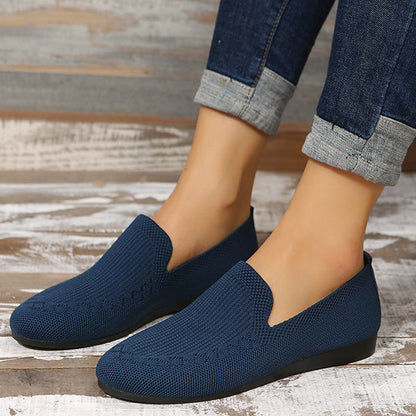 Casual Knitted Solid Color Flats