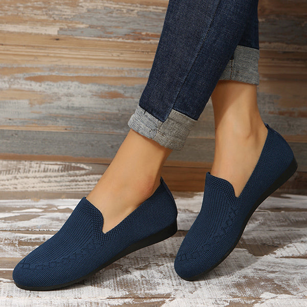 Casual Knitted Solid Color Flats
