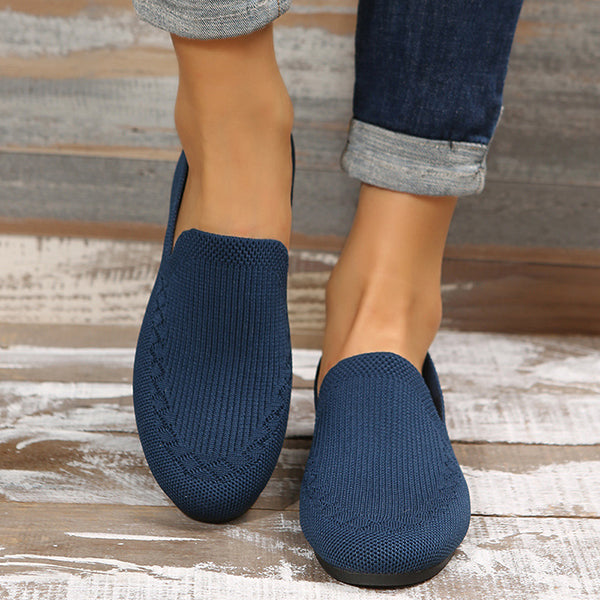 Casual Knitted Solid Color Flats