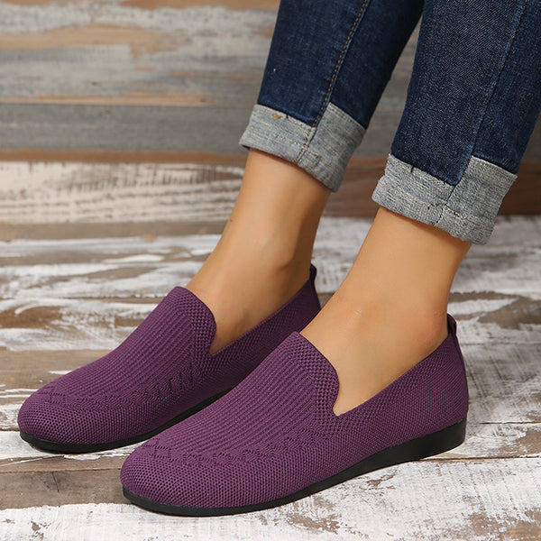 Casual Knitted Solid Color Flats