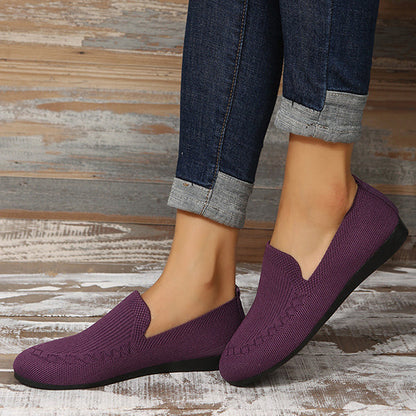 Casual Knitted Solid Color Flats