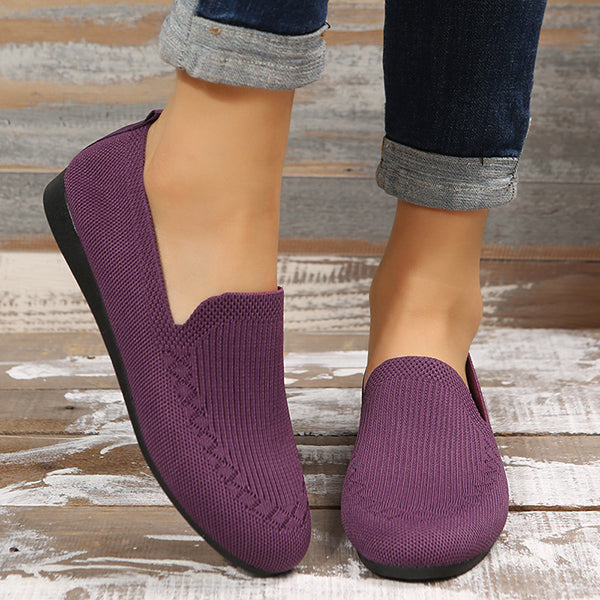 Casual Knitted Solid Color Flats
