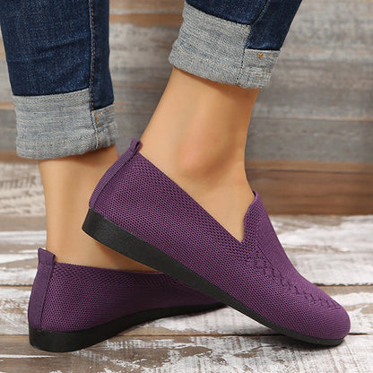 Casual Knitted Solid Color Flats