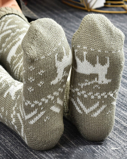 1Pair Christmas Snowflake Pom Pom Knee Length Socks