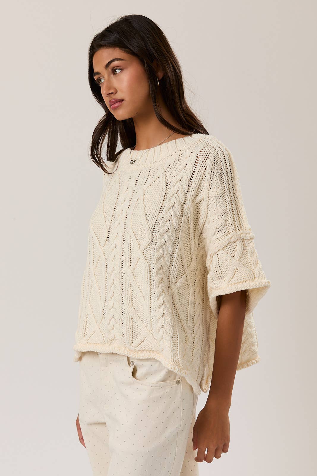 AMELIE ROUND NECK KNIT SWEATER TOP