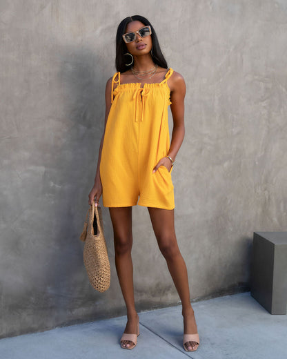 Capitola Dates Cotton Pocketed Romper - Marigold