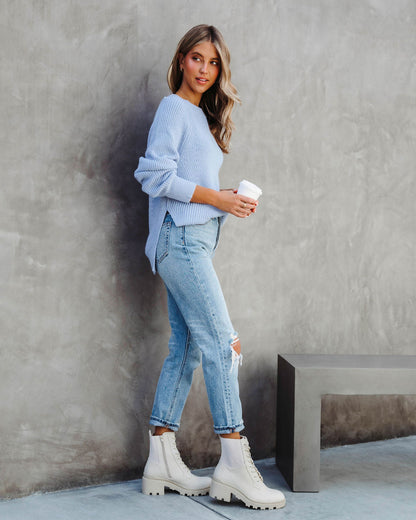 Cue The Cuddles Crewneck Sweater - Blue