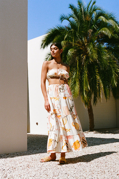 SAMPLE-Aviva Midi Skirt - Amalfi Aperol