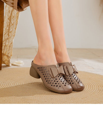 Bow-knot Breathable Perforated Slippers