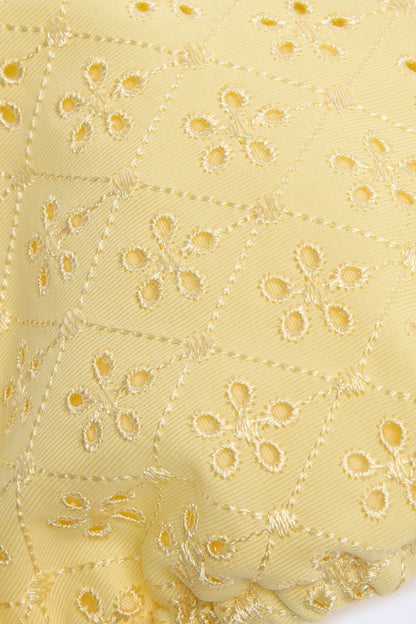Broderie Anglaise Triangle Bikini Top in Lemon Yellow