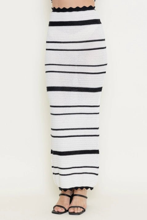 Summer Resort Striped Crochet Maxi Skirt